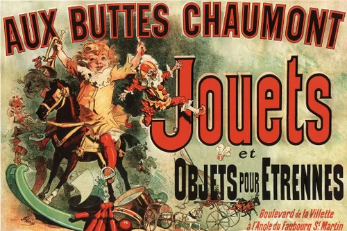 Vista 4 de Póster laminado de Jules Cheret Aux Buttes Chaumont Jouets 1885 Vintage French Department Store Toy TV Show Ad Poster de borrado en seco, arte