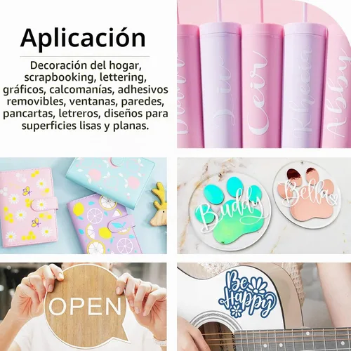 Vista 6 de TECKWRAP 001 Vinilo adhesivo inteligente permanente, 13 pulgadas x 5 pies, vinilo para proyectos de calcomanías de bricolaje, compatible con Blanco
