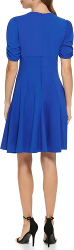 Vista 3 de DKNY Manga corta para mujer ajustada y acampanada con falda Godet