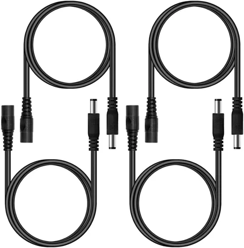 Vista 9 de 2 cables de extensión de alimentación CC de 10 pies (9.8 ft) de 12 V con conectores adaptadores de conector de alimentación (2 x macho + 2 hembra)