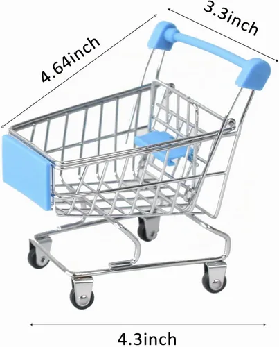 Vista 3 de Carrito de compras mini, carrito de mano de supermercado, carrito de almacenamiento mini para supermercado, juguete decorativo para almacenamiento