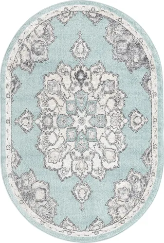 Vista 38 de Unique Loom Parker Collection - Alfombra de área Kokulu (2 x 3 pies, rectangular, aguamarina/beige)