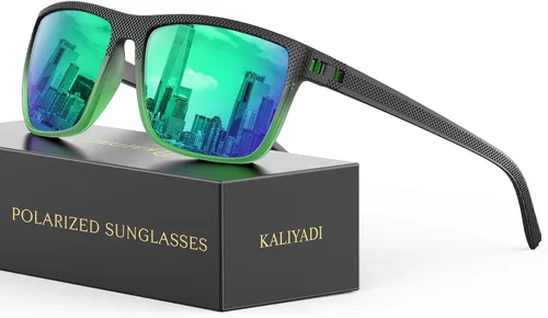 Vista 76 de KALIYADI Gafas de sol polarizadas para hombre, gafas de sol ligeras con protección UV para conducir, pescar y jugar golf (3 unidades) Negro