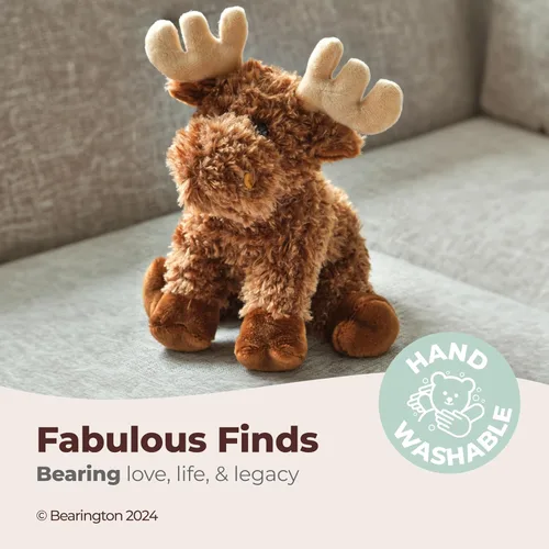 Vista 3 de Bearington Morton The Moose - Animal de peluche de alce de bebé de 10.5 pulgadas con piel suave y esponjosa, adorable juguete de alce y regalo