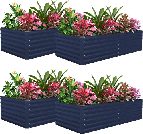 Vista 32 de Cama de jardín elevada con enrejado de arco para plantas trepadoras, cama de jardín elevada galvanizada, jardineras al aire libre para verduras