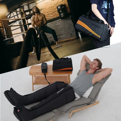 Vista 6 de Botas de terapia de compresión de aire para pies de LONGEST, bombas de linfedema para piernas Sistema de recuperación linfática de compresión