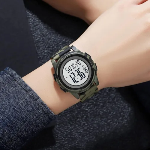 Vista 2 de SKMEI Reloj deportivo digital para hombre, ultrafino, grande, impermeable, con cronómetro, temporizador de cuenta regresiva, función de alarma, luz