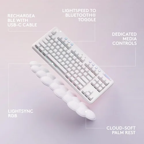 Vista 7 de Logitech G Combo inalámbrico para juegos, teclado G715 y mouse G705, iluminación RGB LIGHTSYNC, velocidad de luz, inalámbrica, Bluetooth