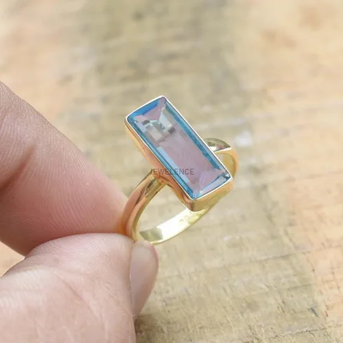 Vista 60 de Anillo de plata de ley maciza superpuesta de oro amarillo de 18 quilates para mujer, anillo de compromiso de plata esterlina, juego de bisel