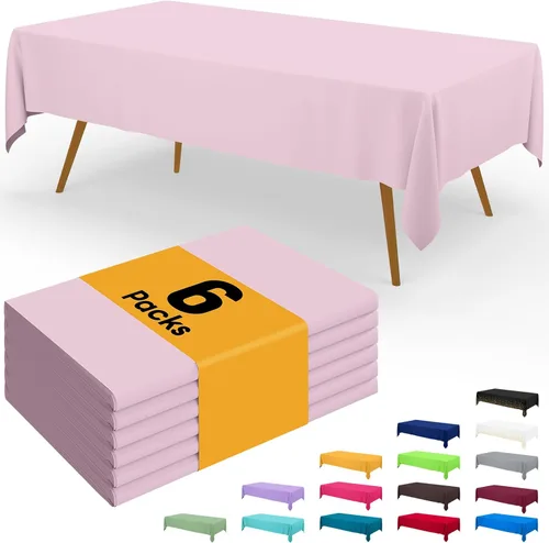 Vista 94 de Smiry - Juego de 6 manteles desechables, 54 x 78 pulgadas, manteles impermeables rectangulares para fiestas, cubierta de mesa de plástico