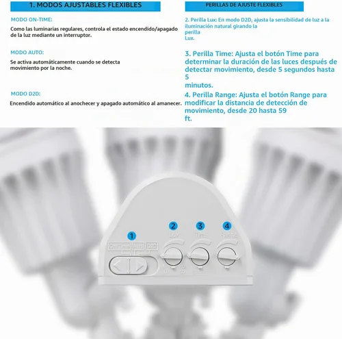Vista 5 de LEONLITE Luz de seguridad LED 3CCT con sensor de movimiento, luces de inundación de aluminio para exteriores, 3 modos de detector de movimiento+del
