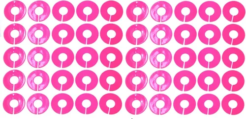 Vista 6 de JSP Manufacturing Divisores de tamaño de estante en blanco redondos de plástico rosa - Paquete múltiple (25)