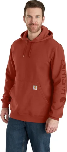 Vista 19 de Carhartt Sudadera de ajuste holgado para hombre con logotipo en la manga, de peso medio, gráfica, liquidación Terreno ámbar