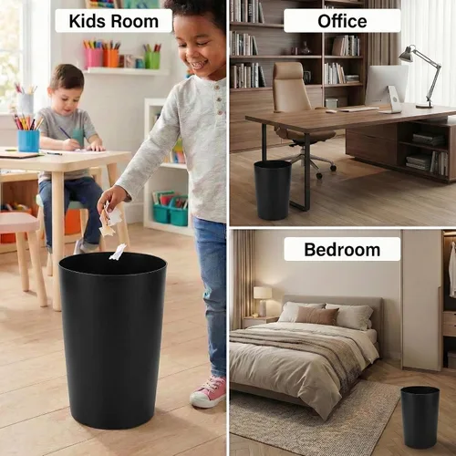 Vista 6 de Mini cesta de basura – Cubo de basura de plástico pequeño y duradero – Parte superior abierta sin tapa, perfil delgado para espacios compactos