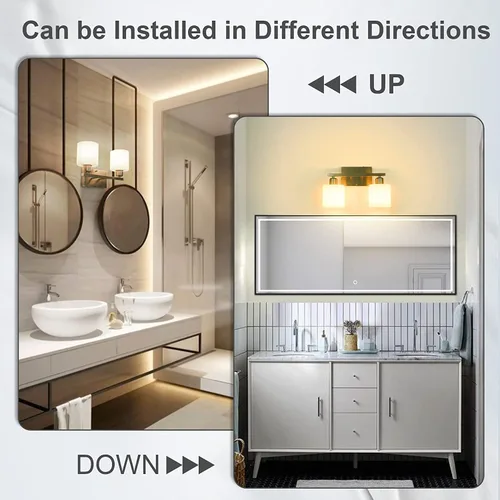 Vista 4 de Lámpara de tocador de baño sobre espejo con níquel cepillado, modernos apliques de pared de 2 luces para dormitorio, sala de estar, decoración