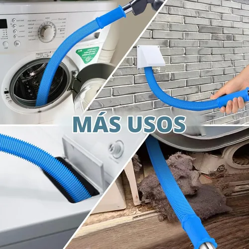 Vista 5 de Kit de limpiador de ventilación de secadora, cepillo de pelusa y manguera Azul