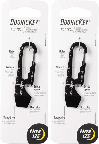 Vista 8 de Nite Ize DoohicKey Llavero multiherramienta, acero inoxidable 5 en 1 multiherramienta con abrebotellas + clip de mosquetón, negro