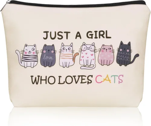 Vista 10 de Bolsa de maquillaje de gato negro para regalo de mamá y gato: bonita bolsa de cosméticos y artículos de tocador para niñas y mujeres, hermanas