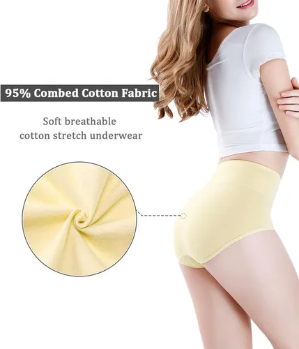 Vista 3 de wirarpa - Ropa interior de algodón para mujer, cintura alta y cobertura completa, paquete de 4unidades (tallas regular y extragrande)