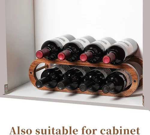 Vista 6 de Navtcow Estante para vino y organizador de botellas de agua 2 en 1 para armario y encimera, ajustable en 2 tamaños (madera de acacia de 2 niveles)