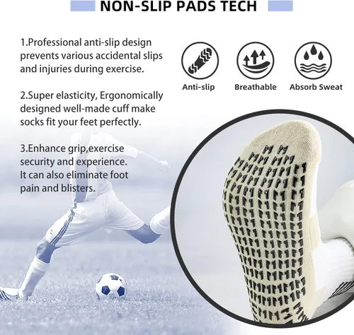 Vista 5 de AIMISICAR Calcetines de fútbol antideslizantes almohadillas de agarre antideslizante calcetines deportivos para niños jóvenes y adultos para fútbol
