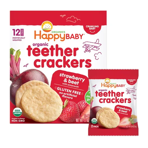 Vista 9 de HAPPY BABY Obleas de dentición suaves, paquete variado de 3 sabores, 12
