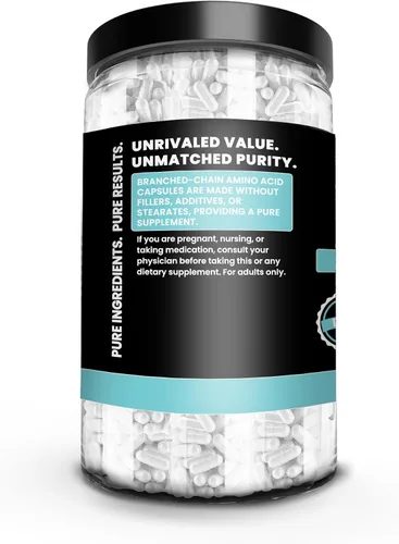 Vista 3 de Pure Original Ingredients BCAA (730 cápsulas) sin magnesio o rellenos de arroz, siempre puro, verificado por laboratorio