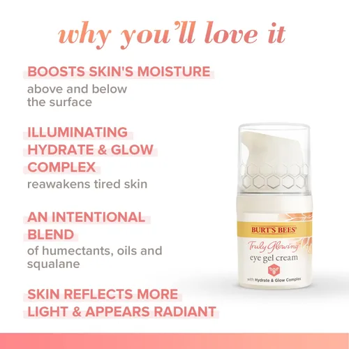 Vista 5 de Burts Bees Truly Glowing Eye Gel Cream Unisex 0.5 oz, Blanco