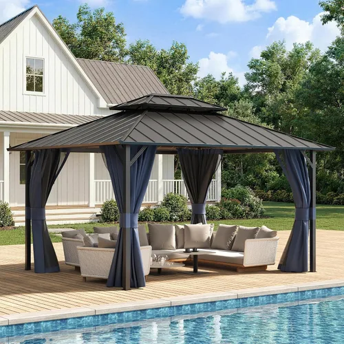 Vista 23 de UDPATIO Gazebo de techo rígido de 10 x 10 pies, para exteriores, resistente Gris
