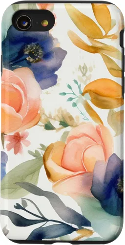 Vista 8 de iPhone 12 mini lindo pastel floral acuarela rosa azul mujeres patrón flor caso