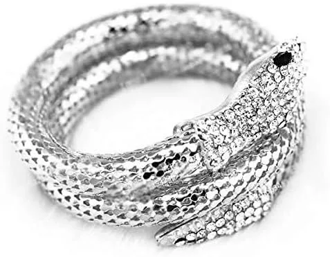 Vista 3 de Mandy Xia Pulsera de diamantes de imitación punk curvados y elásticos de serpiente para mujer y mujer, Aleación de zinc