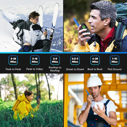 Vista 2 de Walkie Talkies - GOCOM G600 FRS Radio bidireccional para adultos 2W de largo alcance Walkie Talkie recargable, escaneo VOX, NOAA y alertas