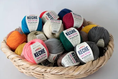 Vista 3 de Keche Hilo de Algodón, 60% Algodón 40% Hilo Acrílico, Hilo de Algodón Suave para Crochet y Tejer, Hilo Amigurumi 1 Madeja/Bola 1.76 Oz (50g) / 180