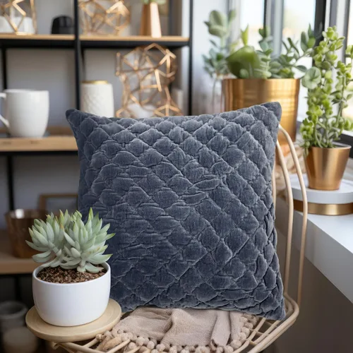 Vista 8 de Funda de almohada cuadrada acolchada de terciopelo de 20 pulgadas