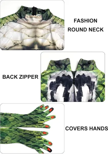 Vista 136 de Disfraz de animal para hombre con estampado de cola grande, overol peludo de elastano para cosplay, fiesta de Halloween