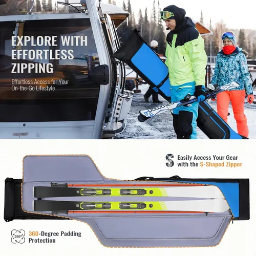 Vista 3 de GoHimal Ski Bag & Boot Bag Combo, Padded Ski Carrier Fits Skis Up to 200CM, Fits Boots Up to US13, Safety Reinforced, Water-Resistant, Ski Travel