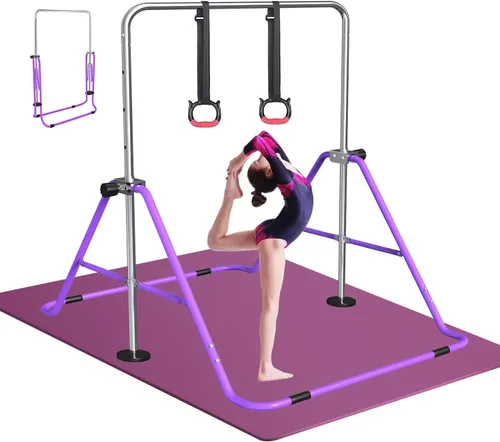 Vista 10 de FBSPORT Gymnastics Bar for Kids, Adjustable Height Gymnastic Horizontal Bars,Junior Training Bar Children Folding Training Monkey Bars for Home Using