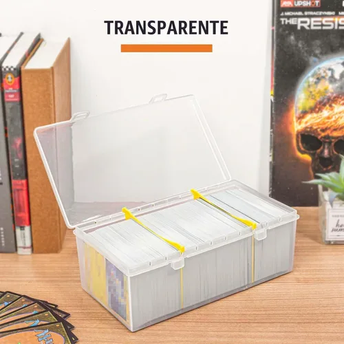 Vista 3 de tutata Caja de almacenamiento de tarjetas coleccionables de plástico de 400 unidades con divisores, caja de almacenamiento de tarjetas de béisbol