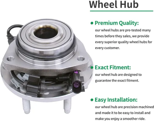 Vista 3 de HICKS 513188 Conjunto de rodamiento de cubo de rueda delantera compatible con Chevy Trailblazer 2002-2009, GMC Envoy 2002-2009, Saab 9-7x 2005-2009