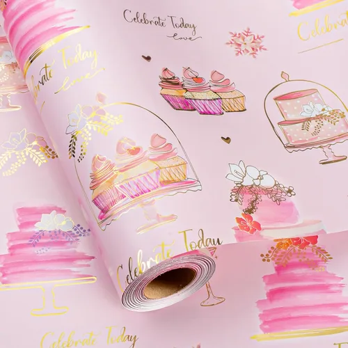 Vista 13 de Merture Rollo de Papel de Regalo con Rosas de Acuarela - 17 Pulgadas x 32.8 Pies (46.5 pies cuadrados) Papel de Regalo Floral de Papel Aluminio