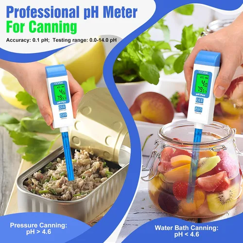 Vista 2 de Medidor de pH para Agua Probador de pH Digital con Sonda de pH de 4.6in Medidor de pH de Laboratorio Lector de pH con ATC para Enlatado Kit