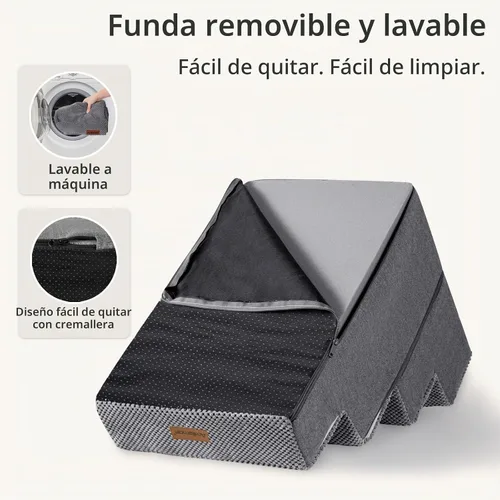 Vista 5 de Aodisman Escaleras para perros para cama o sofá, escaleras para mascotas de Gris