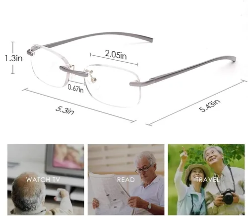 Vista 3 de LUFF Anteojos de lectura sin montura ultra ligeros con marco de metal para hombres y mujeres con bisagra de resorte