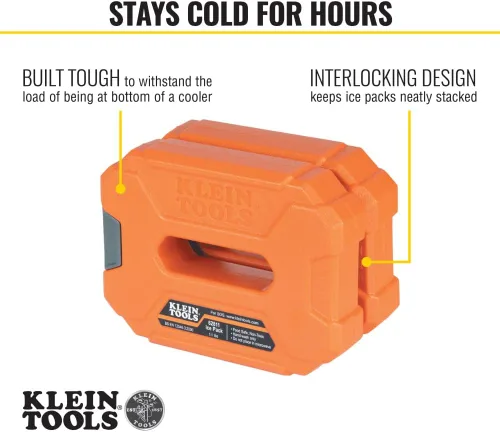 Vista 3 de Klein Tools 62811 Paquetes de hielo reutilizables para bolsas refrigeradoras y loncheras, diseño entrelazado, resistente para uso diario