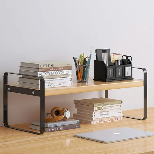 Vista 14 de YGYQZ - Organizador de escritorio de madera para oficina - Suministros de escritorio, lindo tocador, estante de almacenamiento y organización