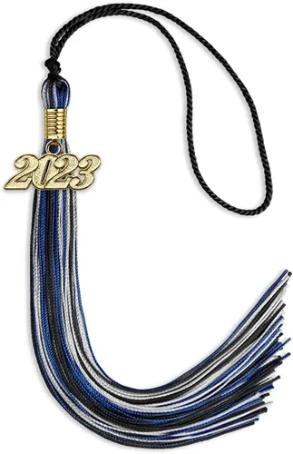 Vista 56 de Endea Graduation Borla mixta de triple color con gota de fecha dorada (negro/dorado/blanco, 2021)