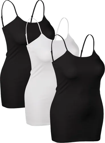 Vista 35 de Emmalise Camisola larga casual básica para mujer, con tirantes ajustables, top en capas
