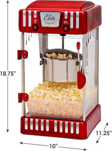 Vista 9 de [Usado] Elite Gourmet EPM-250 Maxi-Matic 74 ml Clásico Carnaval, Máquina de palomitas de mesa estilo hervidor, estilo retro, palomitas de cine