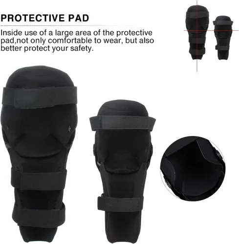 Vista 4 de GES Rodilleras para motocicleta – 4 rodilleras para adultos/coderas de motocicleta/almohadillas ajustables para rodilleras, protectores de codo
