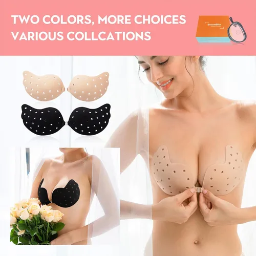 Vista 3 de Sujetadores adhesivos para mujer, brasier sin costuras, brasier adhesivo para pechos para mujer, sujetadores sin tirantes con cubierta de pezón
